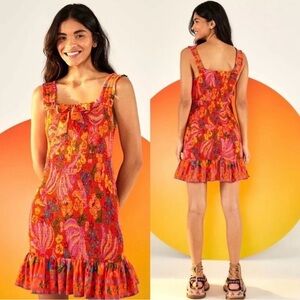 Farm Rio Red Spring Bananas Mini Dress Size Small